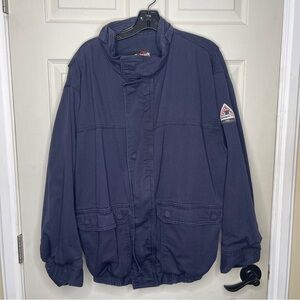 Bulwark Flame Resistant Navy Lined Bomber Jacket SZ XL-Reg